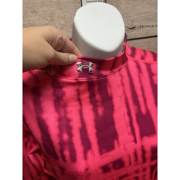 Under Armour Womens Shirt Size Small Cold Gear Mock Long Sleeve Pink Base Layer - Picture 12 of 12